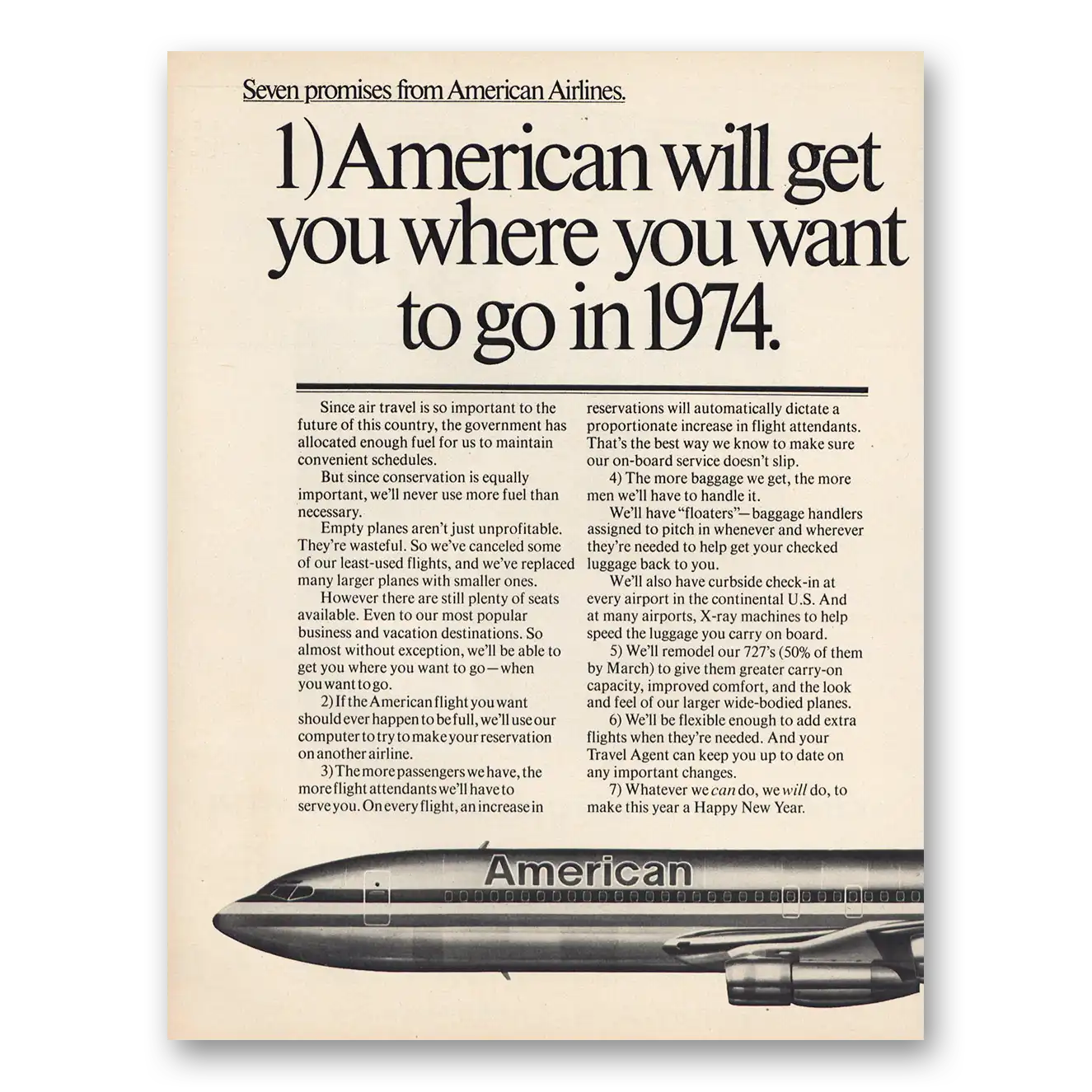 1974 American Airlines Get You Where You Want To Go In 1974 Vintage Magazine Print Ad