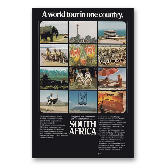 1974 South Africa World Tour Vintage Magazine Print Ad