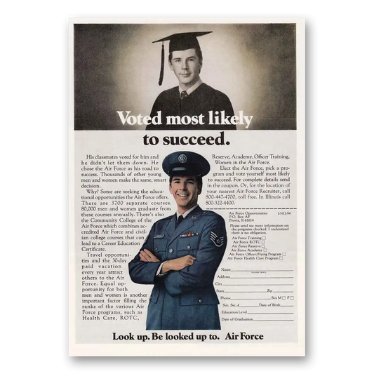 1974 US Air Force Most Likely to Succeed Vintage Magazine Print Ad