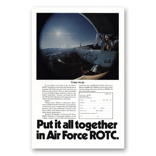 1974 US Air Force ROTC Come On Up Vintage Magazine Print Ad