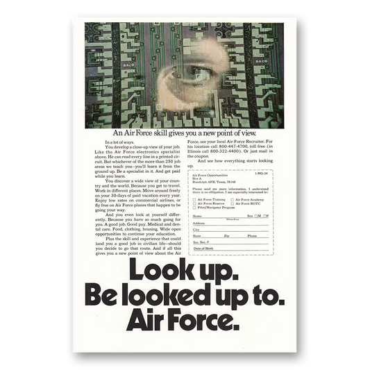 1974 US Air Force Look Up Be Looked Up To Vintage Magazine Print Ad