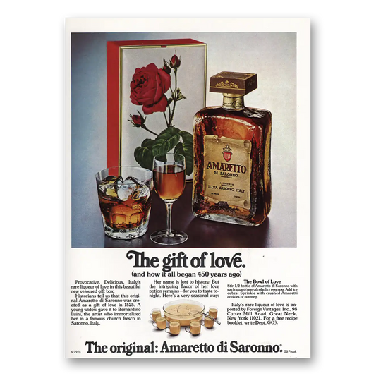 1974 Amaretto Gift of Love 450 Years Ago Vintage Magazine Print Ad