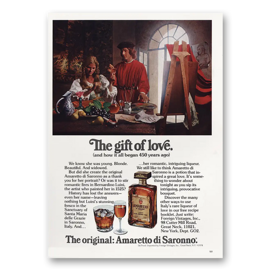 1974 Amaretto Gift of Love Vintage Magazine Print Ad