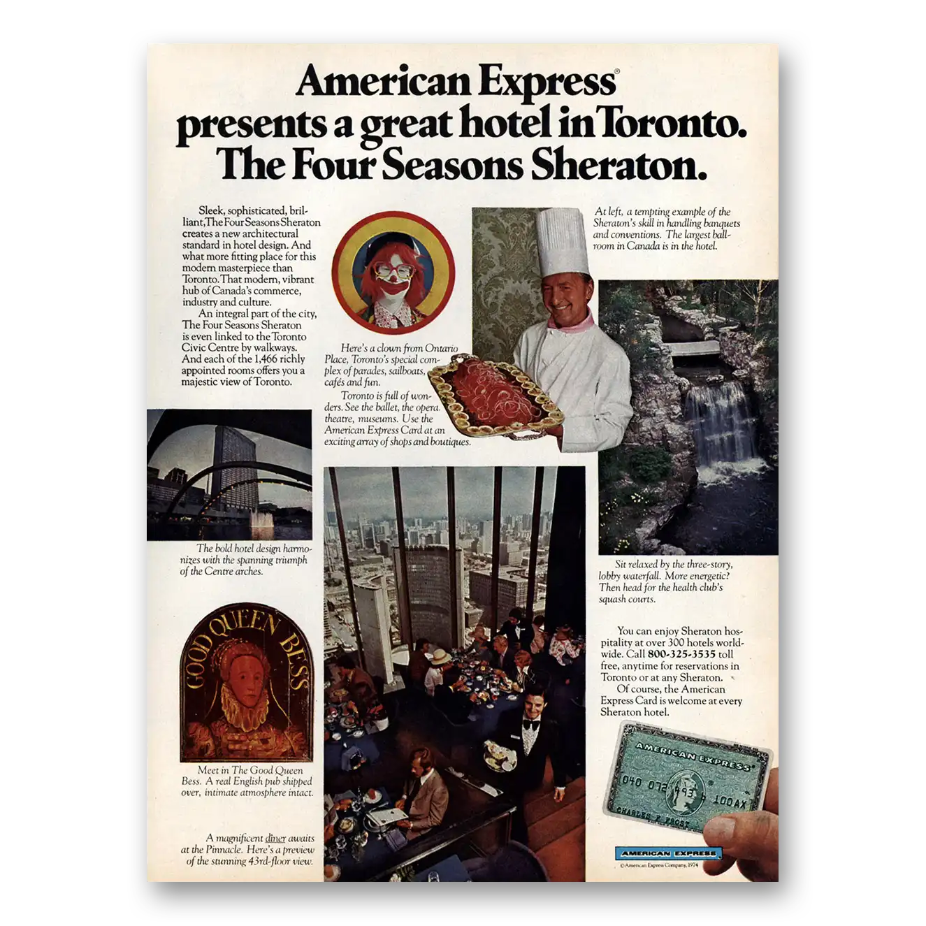 1974 American Express Four Seasons Sheraton Toronto Vintage Magazine Print Ad