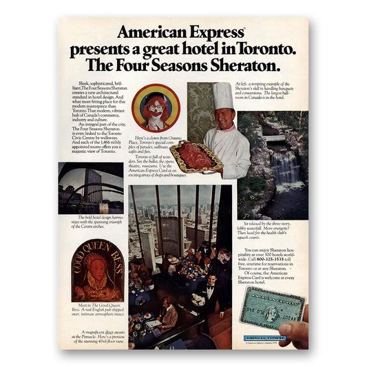 1974 American Express Four Seasons Sheraton Toronto Vintage Magazine Print Ad