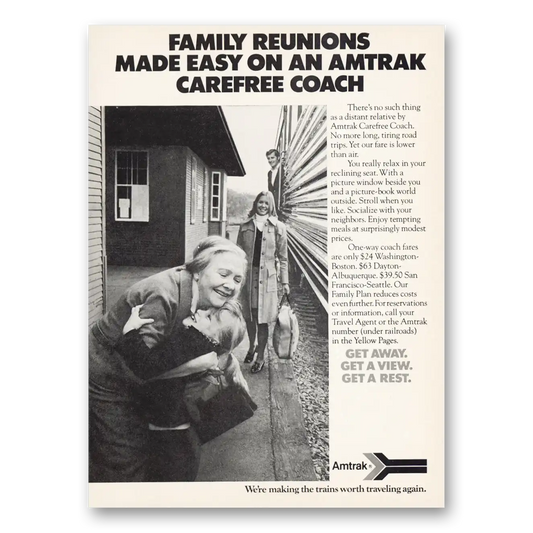 1974 Amtrak Family Reunions Made Easy Vintage Magazine Print Ad