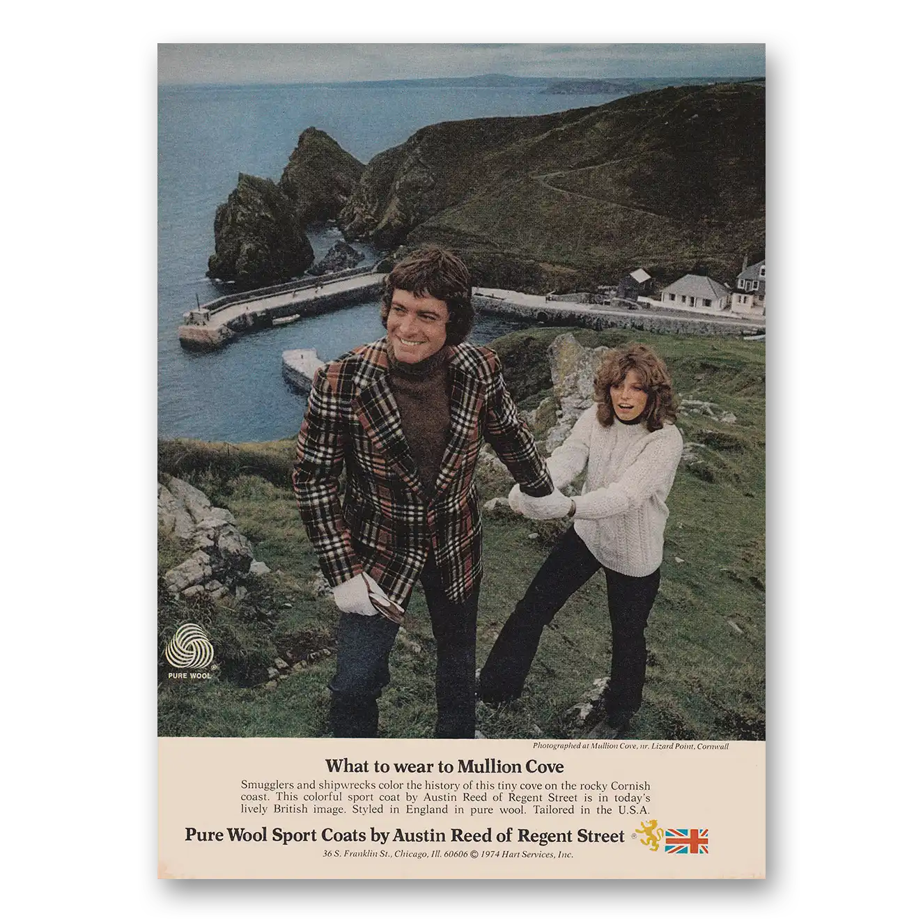 1974 Austin Reed of Regent Street What to Wear to Mullion Cove Vintage Magazine Print Ad