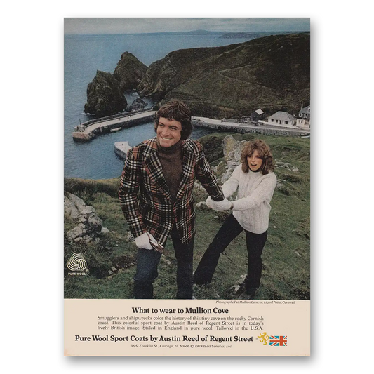 1974 Austin Reed of Regent Street What to Wear to Mullion Cove Vintage Magazine Print Ad