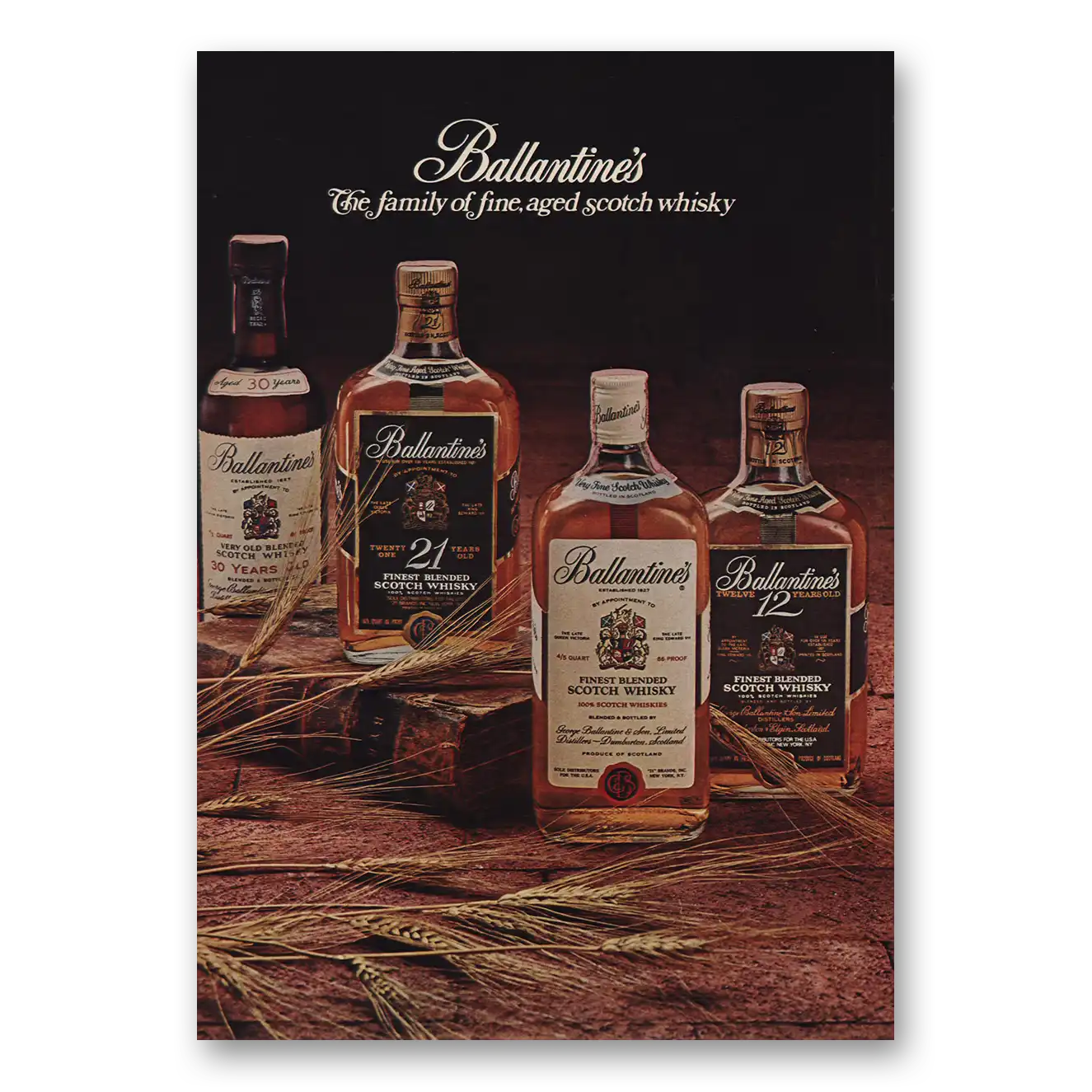 1974 Ballantines Ale Family of Fine Aged Scotch Vintage Magazine Print Ad