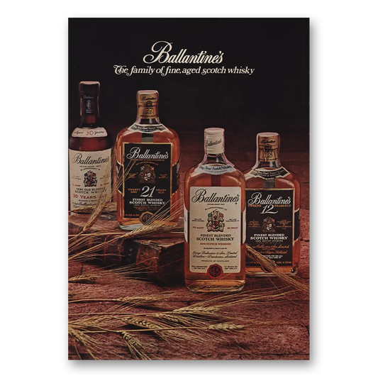 1974 Ballantines Ale Family of Fine Aged Scotch Vintage Magazine Print Ad