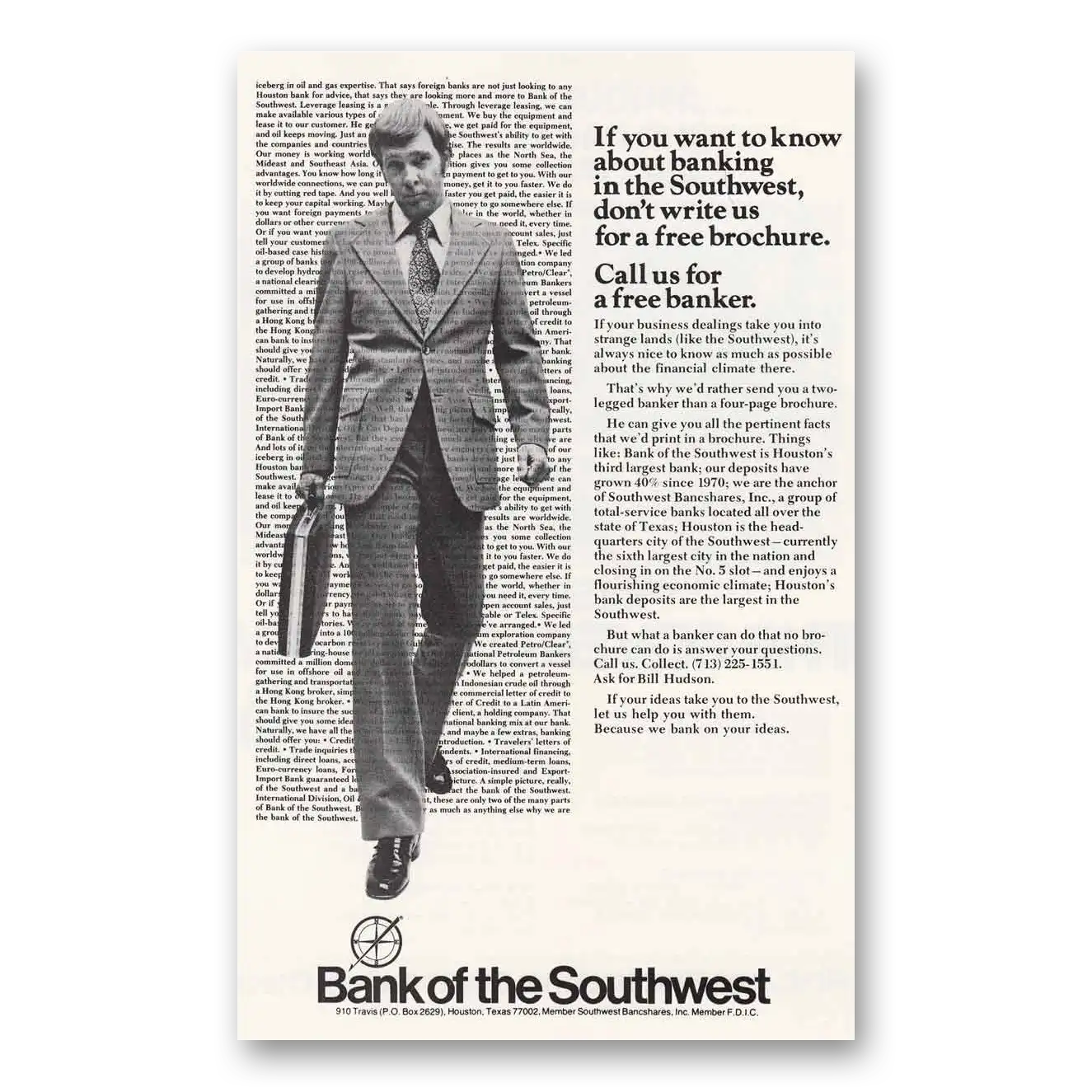 1974 Bank of the Southwest You Want To Known Vintage Magazine Print Ad