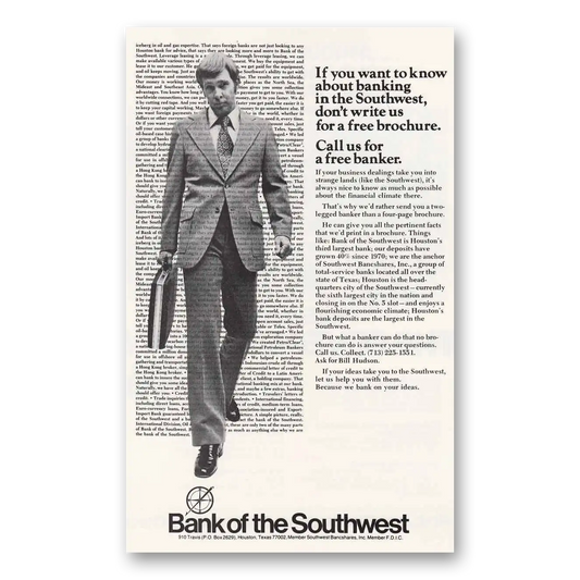 1974 Bank of the Southwest You Want To Known Vintage Magazine Print Ad