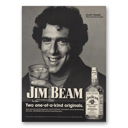 1974 Jim Beam Elliot Gould Vintage Magazine Print Ad