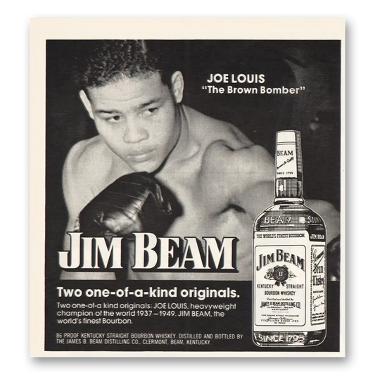 1974 Jim Beam Joe Louis Brown Bomber Vintage Magazine Print Ad