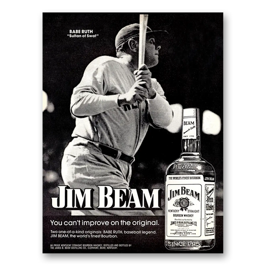 1974 Jim Beam Babe Ruth Sultan of Swat Vintage Magazine Print Ad