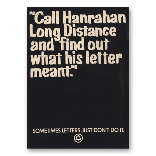 1974 Bell Telephone Call Harrahan Long Distance Vintage Magazine Print Ad