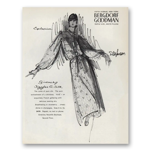 1974 Bergdorf Goodman Sizzles a Silk Vintage Magazine Print Ad