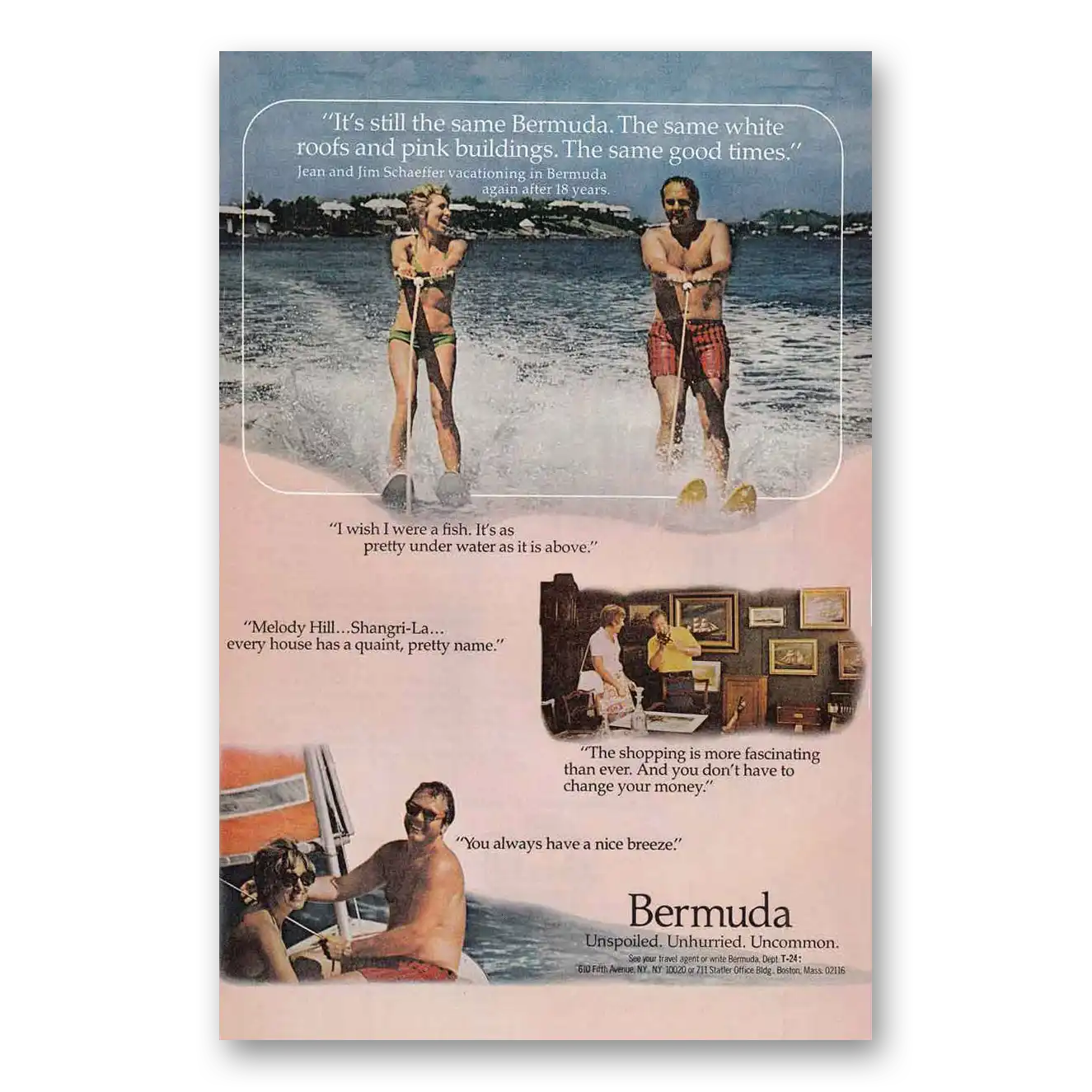 1974 Bermuda Water Skiers Vintage Magazine Print Ad