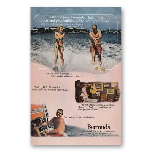 1974 Bermuda Water Skiers Vintage Magazine Print Ad