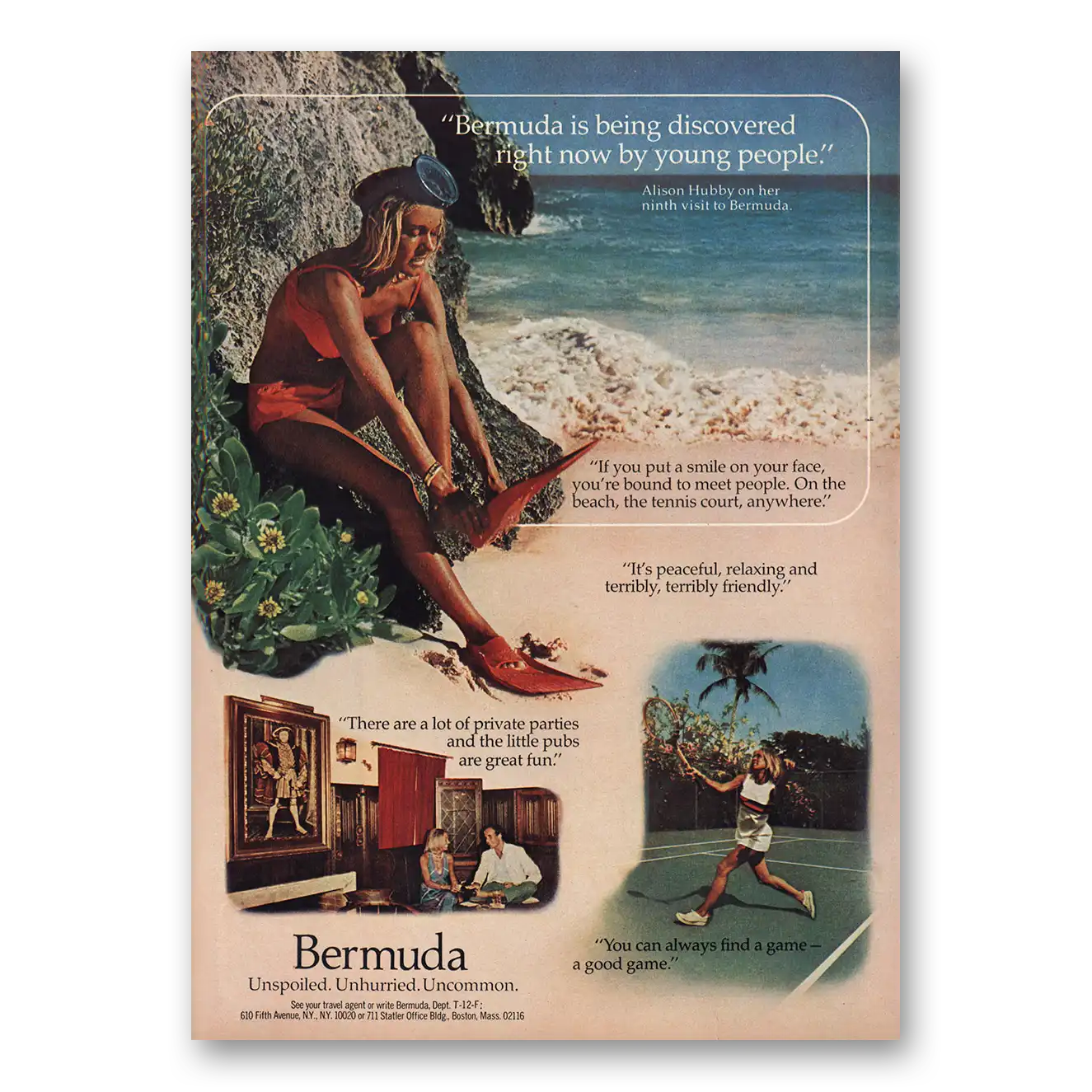 1974 Bermuda Being Discovered By Young People Vintage Magazine Print Ad