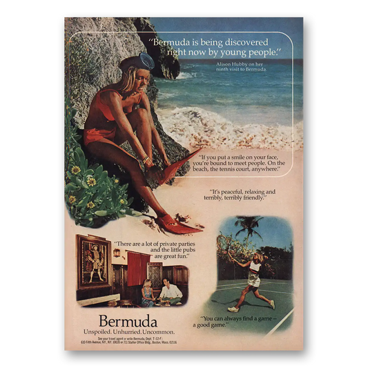 1974 Bermuda Being Discovered By Young People Vintage Magazine Print Ad