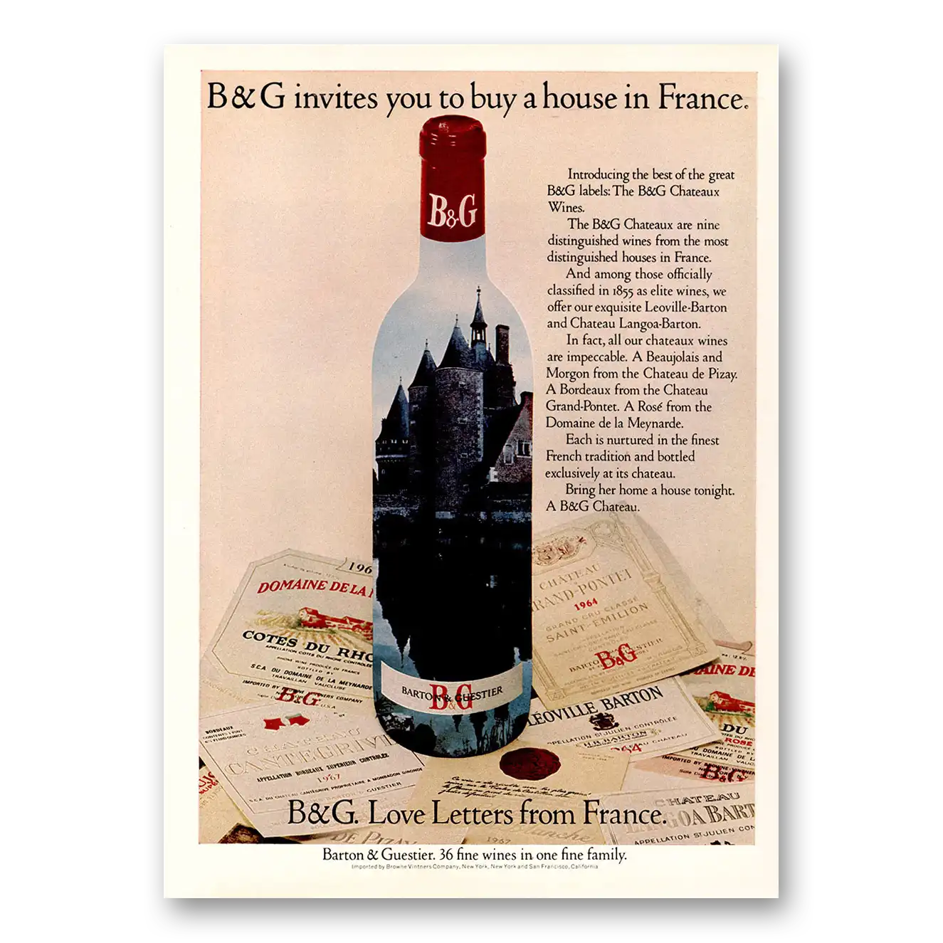 1974 B&G Chateaux Wines Buy a House in France Vintage Magazine Print Ad