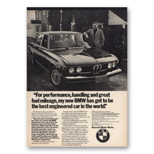 1974 BMW Best Engineered Car In the World Vintage Magazine Print Ad