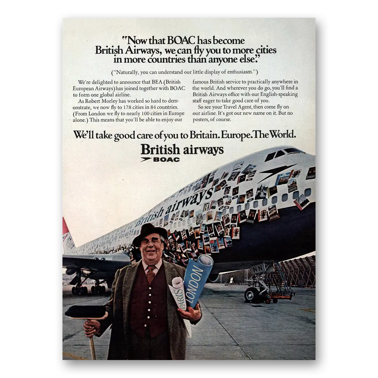 1974 British Airways BOAC Now That BOAC Has Become British Airways Vintage Magazine Print Ad