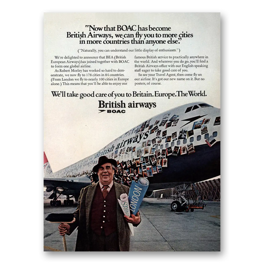 1974 British Airways BOAC Now That BOAC Has Become British Airways Vintage Magazine Print Ad