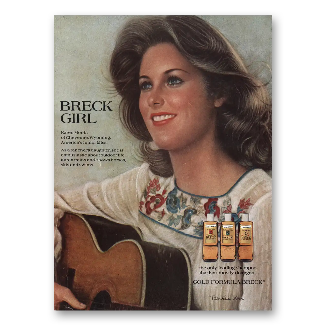 1974 Breck Shampoo Breck Girl Karen Morris Vintage Magazine Print Ad