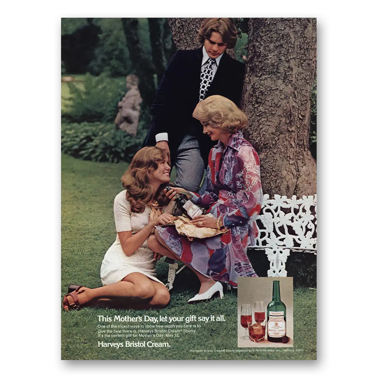 1974 Harveys Bristol Cream Mothers Day Let Your Gift Say It All Vintage Magazine Print Ad