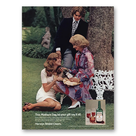 1974 Harveys Bristol Cream Mothers Day Let Your Gift Say It All Vintage Magazine Print Ad