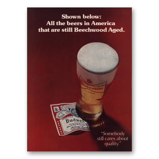 1974 Budweiser Beer Beechwood Aged Vintage Magazine Print Ad