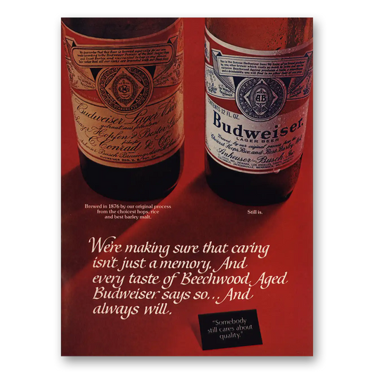 1974 Budweiser Beer Making Sure Caring Isnt Just a Memory Vintage Magazine Print Ad