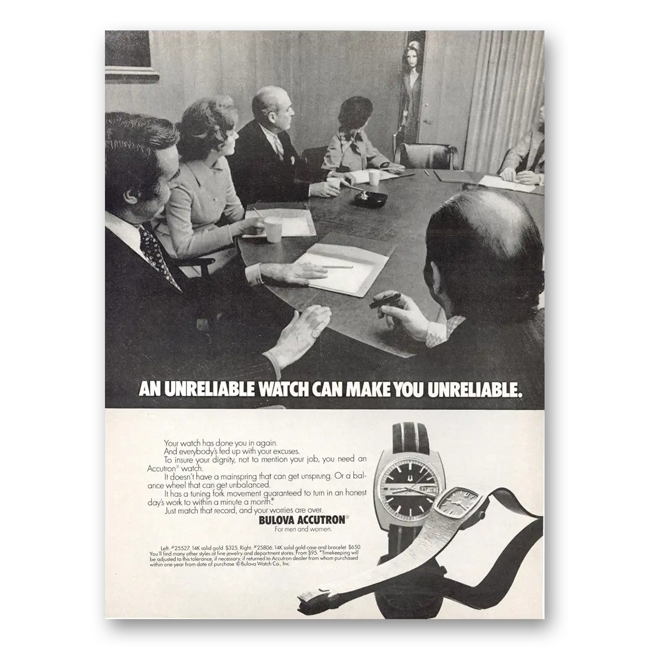 1974 Accutron Watch Unreliable Watch Can Make You Unreliable Vintage Magazine Print Ad