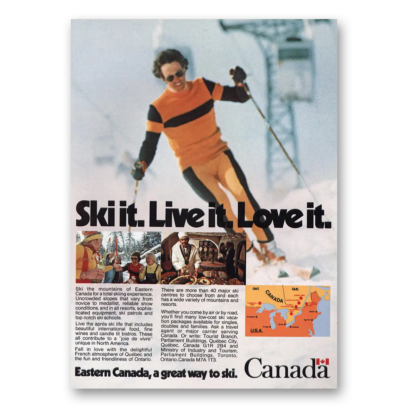 1974 Canada Ski It Live It Love It Vintage Magazine Print Ad