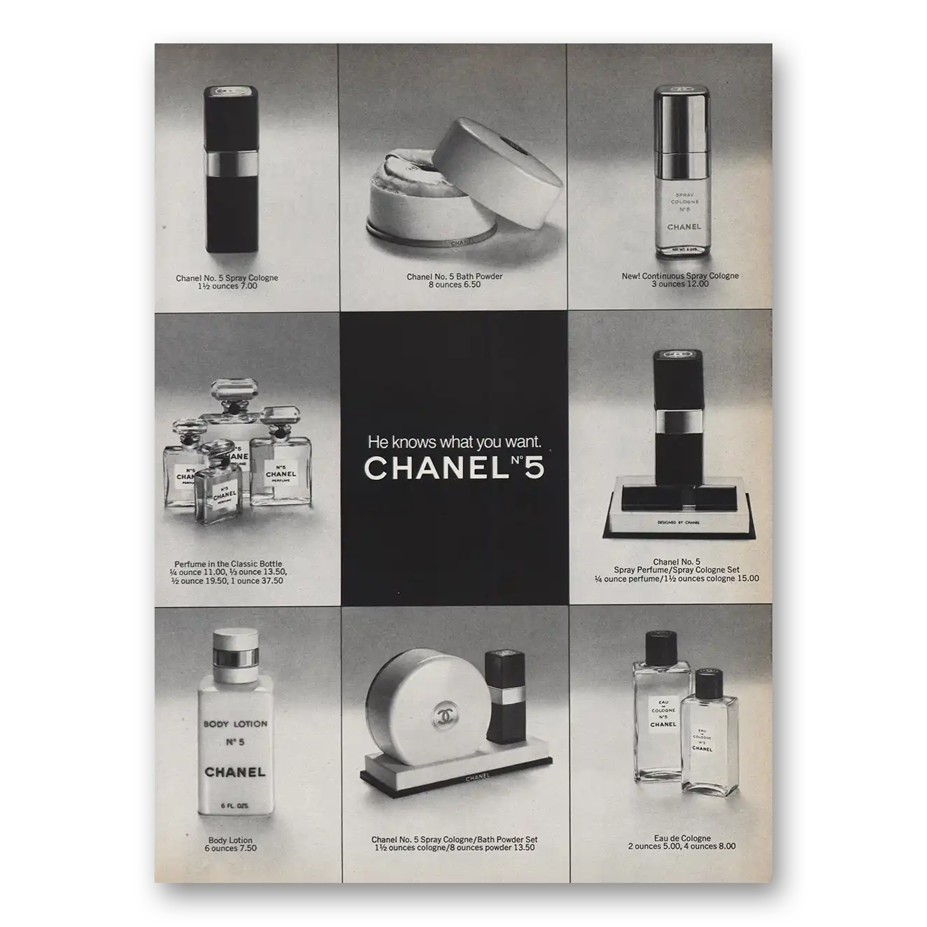 1974 Chanel No 5 He Knows What You Want Vintage Magazine Print Ad