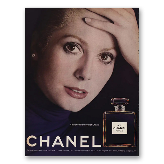 1974 Chanel No 5 Catherine Deneuve Vintage Magazine Print Ad