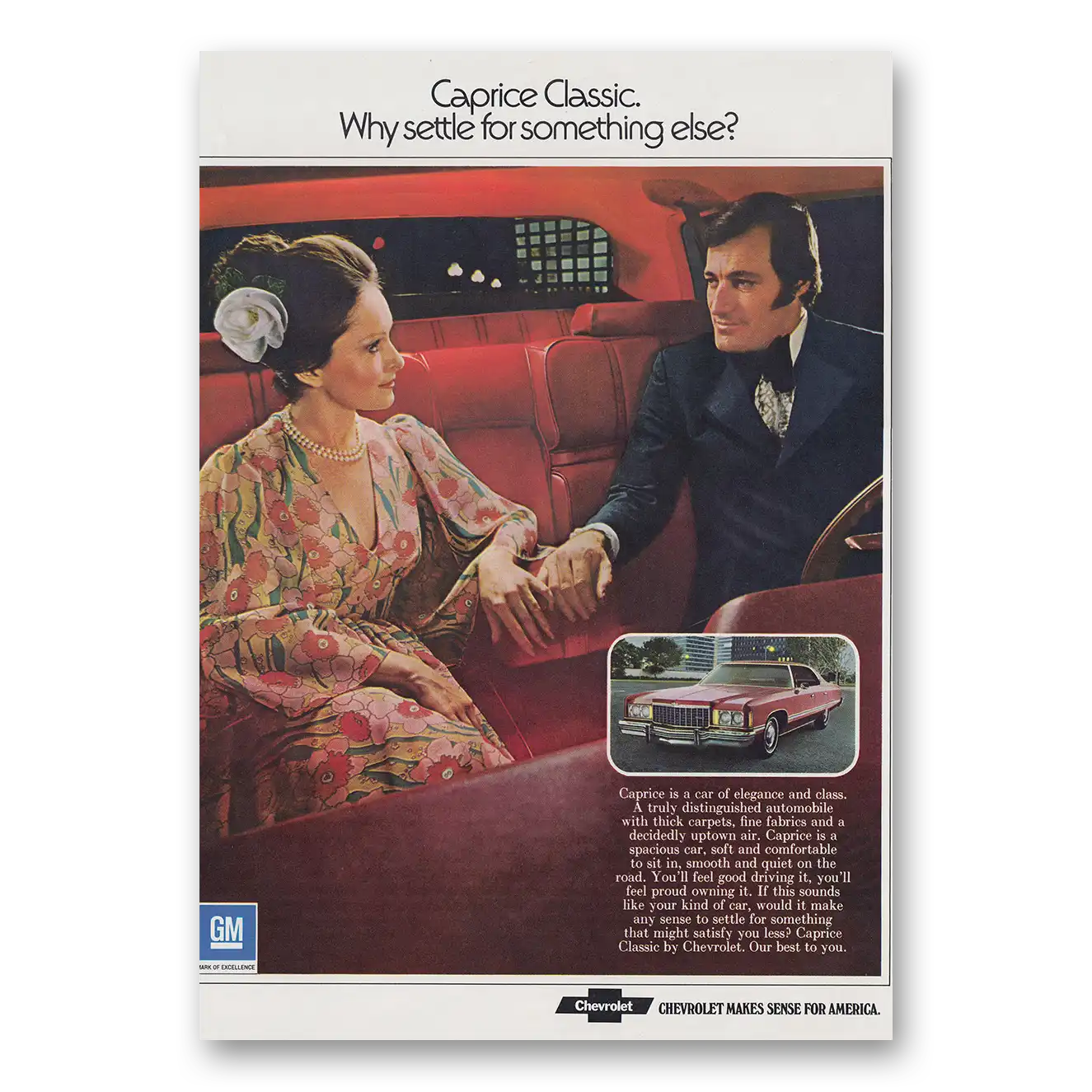 1974 Chevrolet Caprice Classic Why Settle for Something Else Vintage Magazine Print Ad