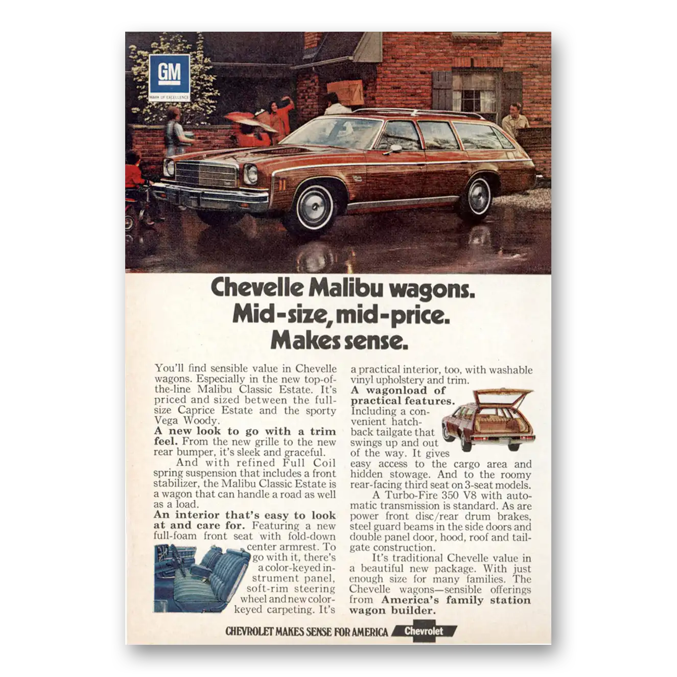 1974 Chevrolet Chevelle Malibu Mid Size Mid Price Makes Sense Vintage Magazine Print Ad