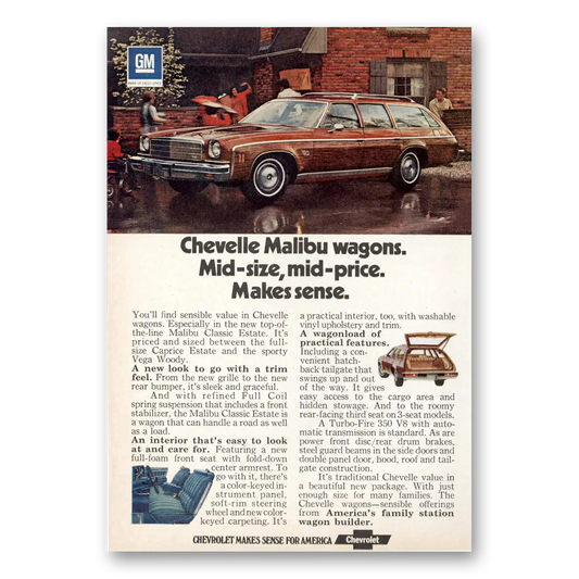 1974 Chevrolet Chevelle Malibu Mid Size Mid Price Makes Sense Vintage Magazine Print Ad