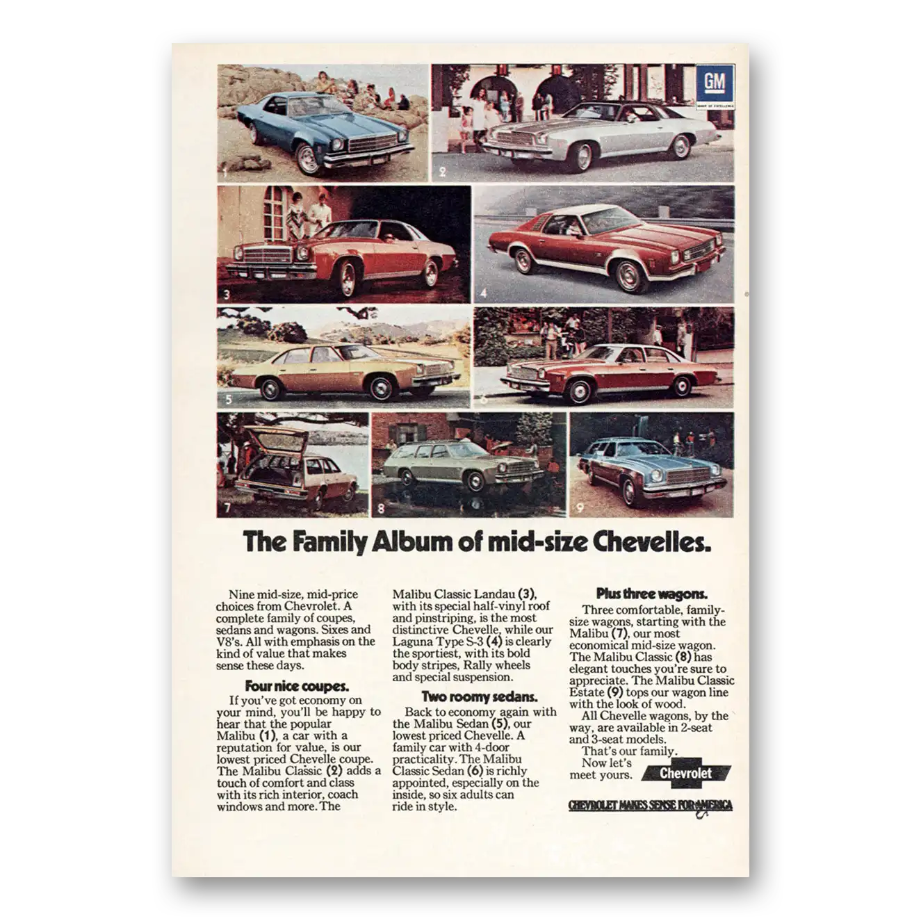 1974 Chevrolet Chevelle Family Album of Mid Size Chevelles Vintage Magazine Print Ad