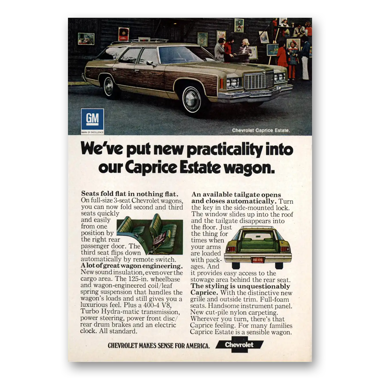 1974 Chevrolet Caprice Estate Wagon New Practicality Vintage Magazine Print Ad