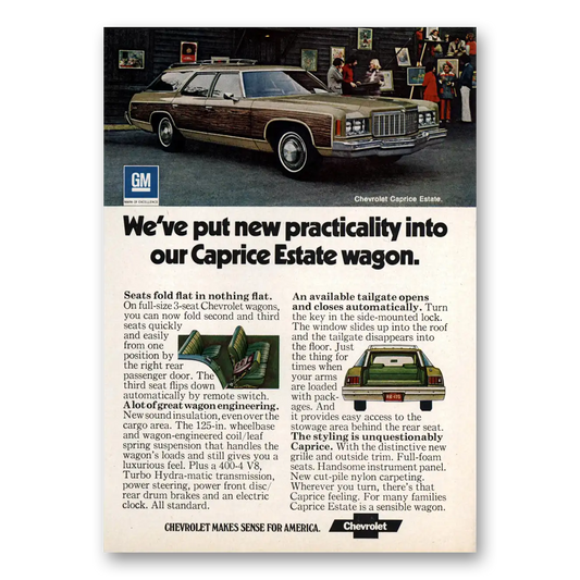 1974 Chevrolet Caprice Estate Wagon New Practicality Vintage Magazine Print Ad