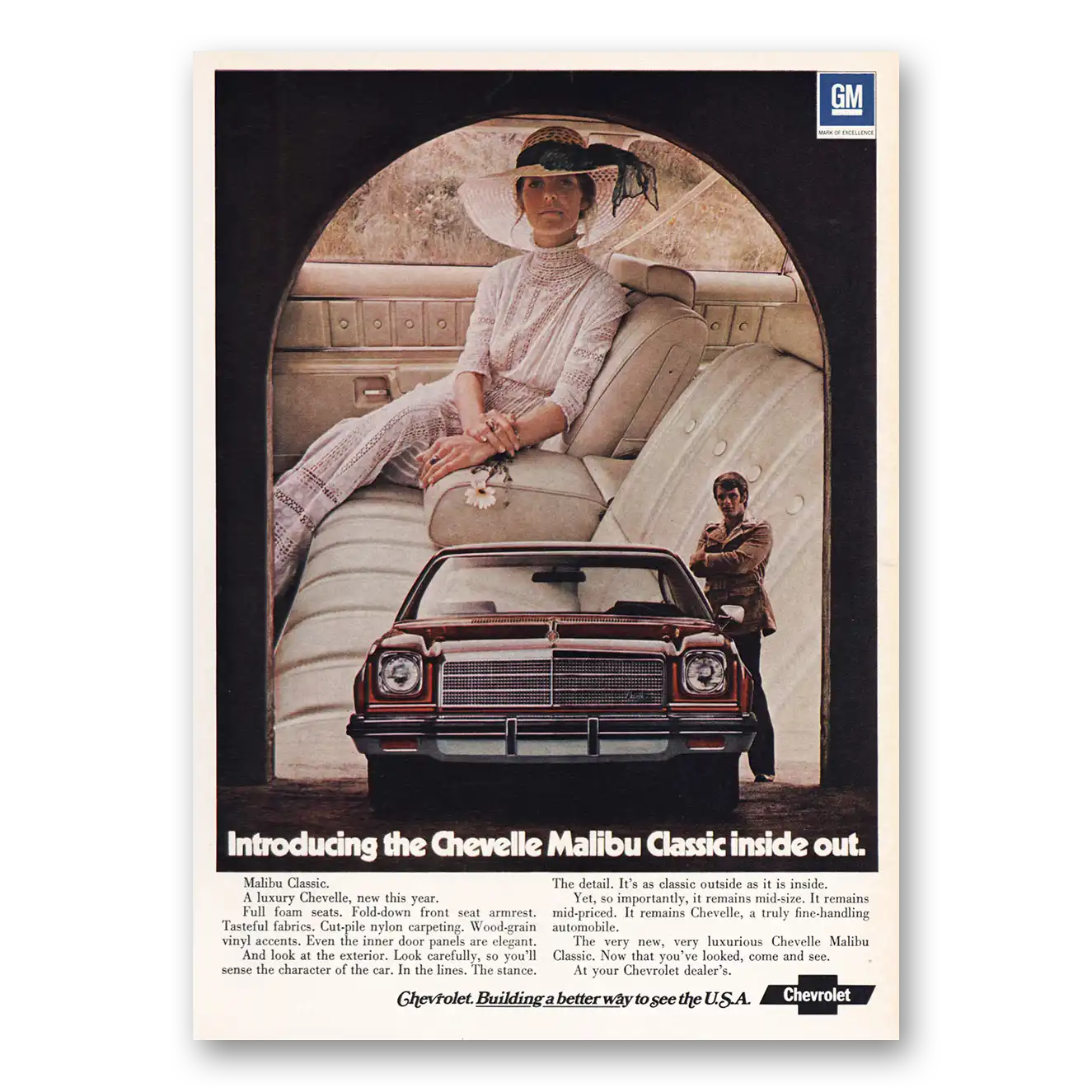 1973 Chevrolet Chevelle Malibu Classic Inside Out Vintage Magazine Print Ad