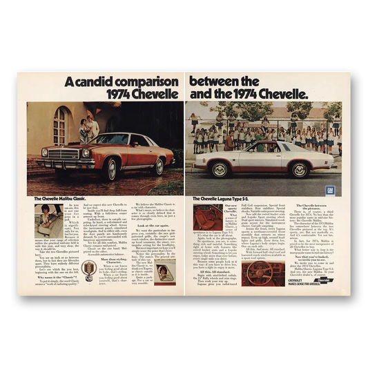 1974 Chevrolet Chevelle Candid Comparison Vintage Magazine Print Ad