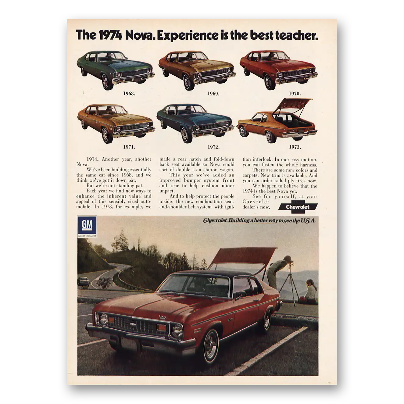 1973 Chevrolet Nova Experience Best Teacher Vintage Magazine Print Ad