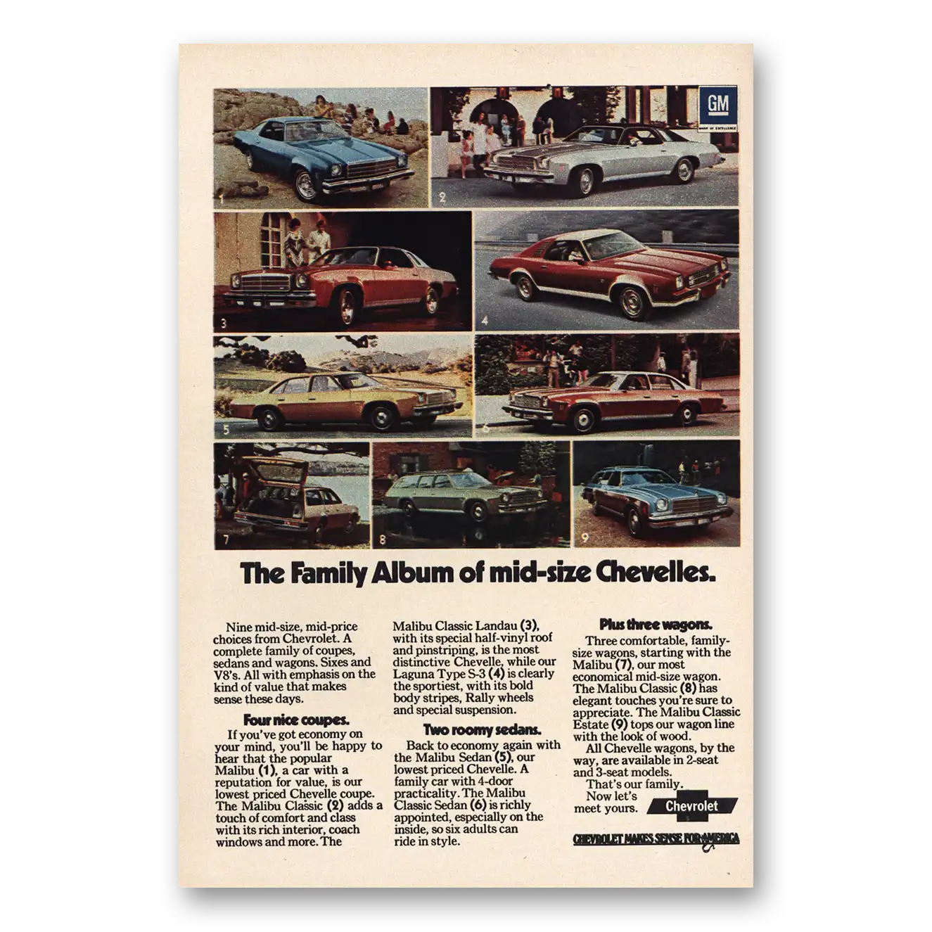 1974 Chevrolet Chevelle Family Album Mid Size Chevelles Vintage Magazine Print Ad