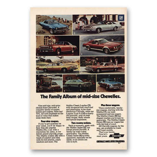 1974 Chevrolet Chevelle Family Album Mid Size Chevelles Vintage Magazine Print Ad