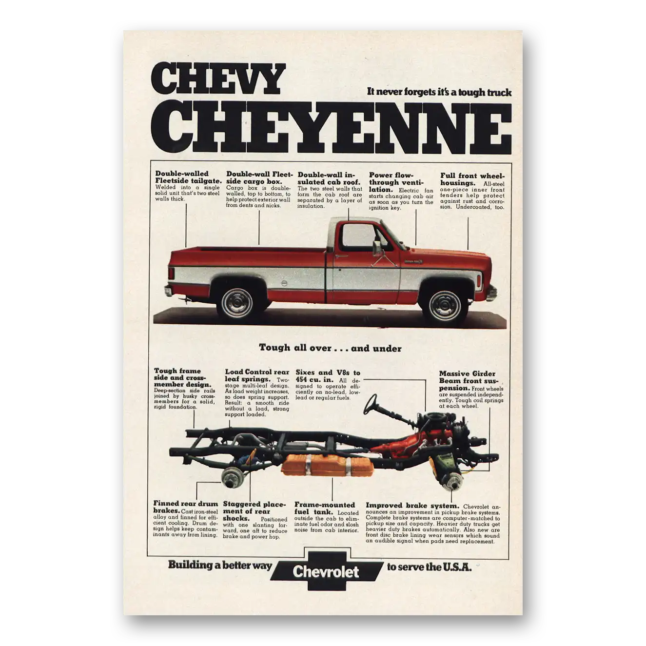 1974 Chevrolet Cheyenne It Never Forgets Vintage Magazine Print Ad